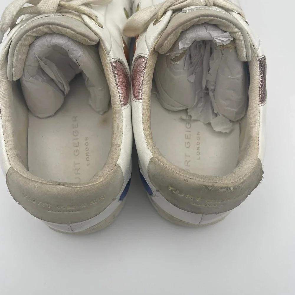 Kurt Geiger London Lane Euro 42 Love White Multicolor Puffy Hearts Sneakers